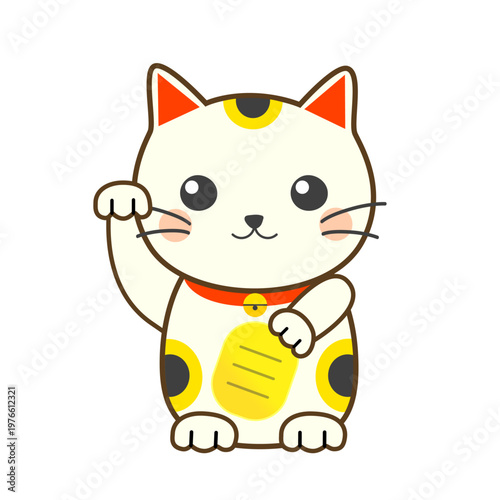 A cute beckoning cat facing forward