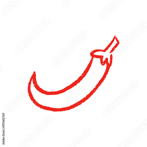 red chili pepper, hand drawn doodle hot spice, mexican food seasoning, capsicum vegetable icon, red crayon wax texture