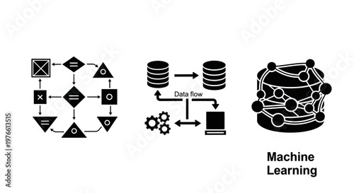 Machine Learning Algorithms, Data Flow, and Neural Network Concepts