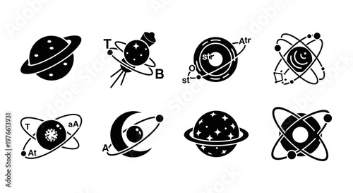 Cosmic Icons: Planets, Atoms, and Celestial Bodies Collection