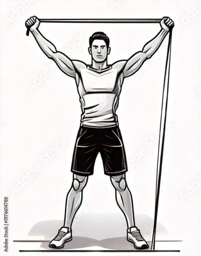Man exercising with resistance band for fitness.