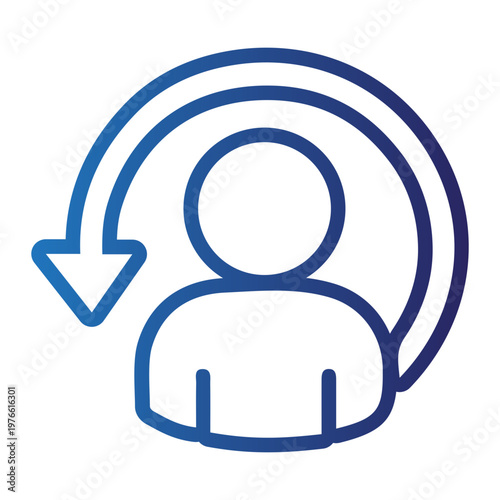 A person icon rotates clockwise with an arrow in a circular motion.