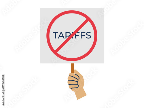 Stop tariff protest icon. Trade war icon. Flat vector icon concept.