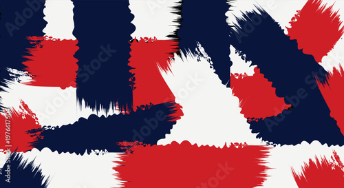 Bold abstract grunge background striking red white and navy brushstrokes for modern design textures