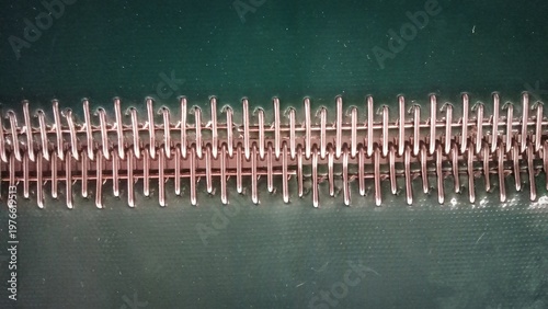 Принти на полотні Close-up of Industrial Conveyor Belt Mechanical Fastener and Steel Lacing System