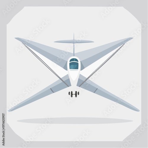 Modern glider aircraft with a large wingspan for soaring and gliding