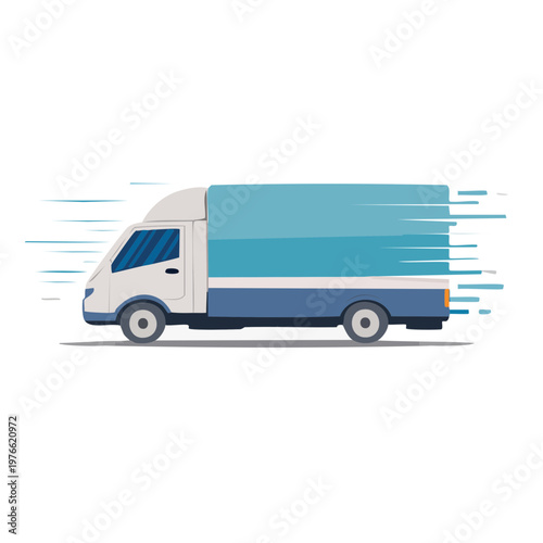 Fast delivery truck in motion, conveying goods quickly and efficiently