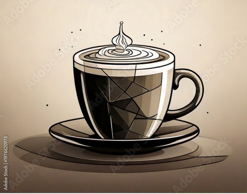 Steaming Cup of Coffee with Cream and Sprinkles.