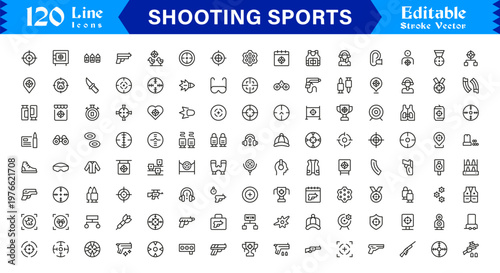 Shooting Sports Line Icon Collection Featuring Minimal, Professional, And Unique Editable Pixel-Perfect Icons For Versatile Usage