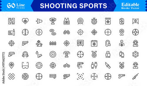 Shooting Sports Line Icon Collection Featuring Minimal, Professional, And Unique Editable Pixel-Perfect Icons For Versatile Usage