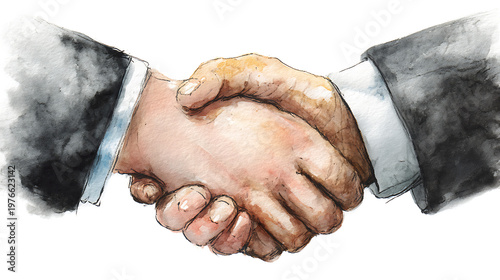 Two men shaking hands in a business meeting