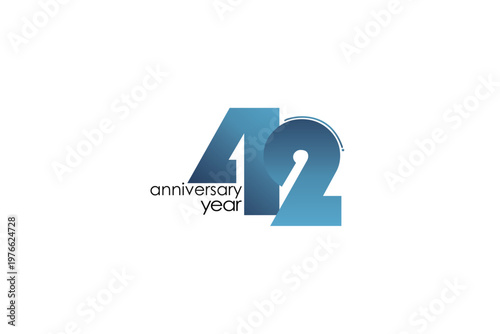 42 year anniversary blue character with on white background-vector