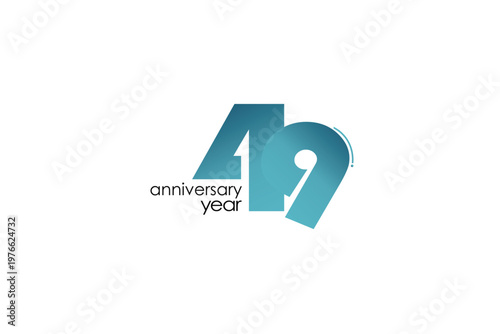 49 year anniversary blue character with on white background-vector