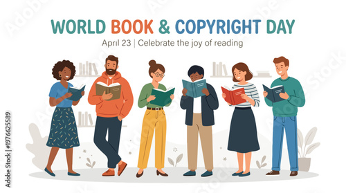 vector of people group celebrating "World Book and Copyright Day" 0015