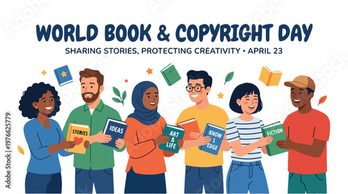 vector of people group celebrating "World Book and Copyright Day" 0014