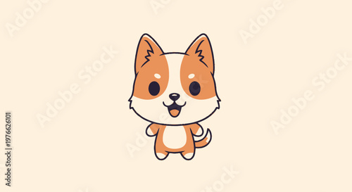 Adorable Cartoon Corgi Dog Smiling Happily with Cute Expression.