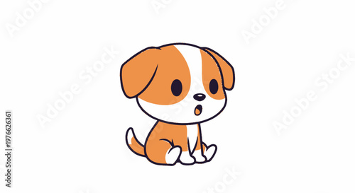 Adorable cartoon puppy with surprised expression and cute features.