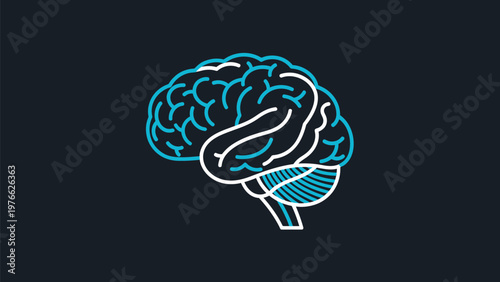Artistic Neon Brain Illustration on Dark Background Representing Intelligence and Thought.
