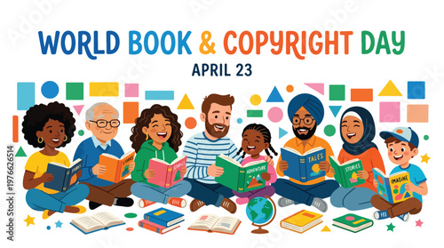 vector of people group celebrating "World Book and Copyright Day" 0011