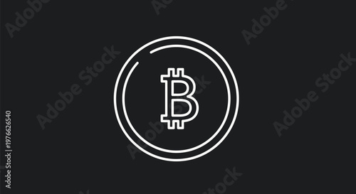 Bitcoin Cryptocurrency Digital Currency Symbol on Black Background.