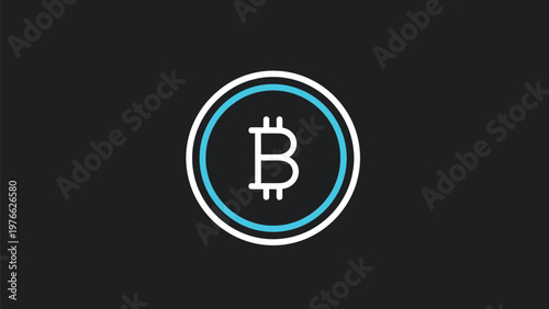 Bitcoin Cryptocurrency Digital Currency Symbol on Dark Background.