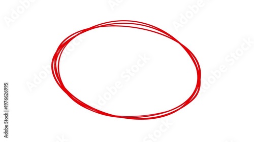 Circle marker with drawing effect, hand drawn circle marker white screen, red marke pen style, Red Circle Highlighter Scribble Animation on transparent background.
