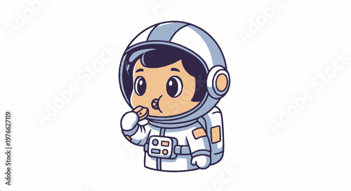 Adorable Cartoon Astronaut in Space Suit Ready for Adventure.