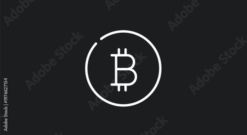 Bitcoin Cryptocurrency Symbol Isolated on Black Background for Digital Currency.