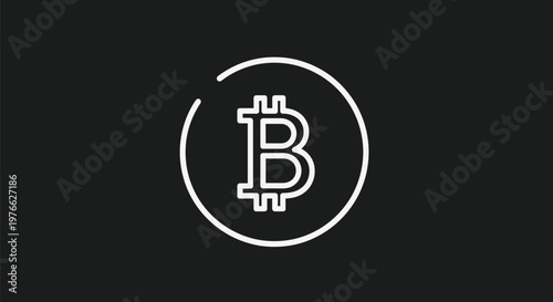Bitcoin Cryptocurrency Symbol Isolated on Black Background for Digital Currency.
