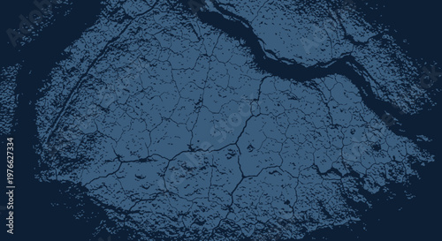 Close-up of a dark blue textured surface with intricate cracks and rough, uneven areas, resembling dry, cracked earth or distressed rock.