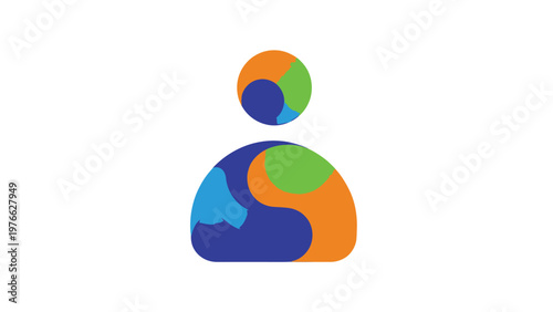 Colorful Abstract Human Icon Representing Global Connection and Diversity.