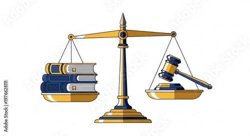 Law books balanced with judge gavel on scales of justice symbolizing legal equality and fairness in a courtroom setting with golden weights