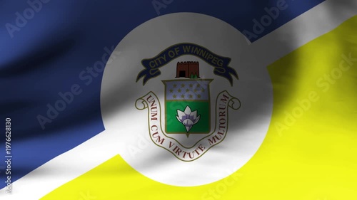 Slow Motion Close Up Winnipeg City Flag Waving