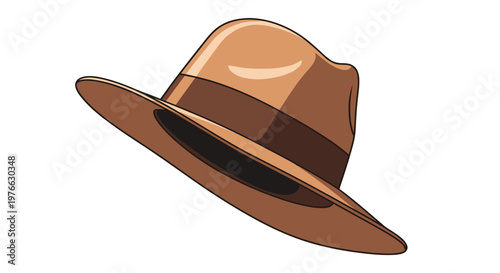 Classic brown fedora hat with dark band angled view isolated on white background vintage accessory for men timeless