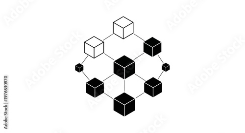 Black and white cube network structure.