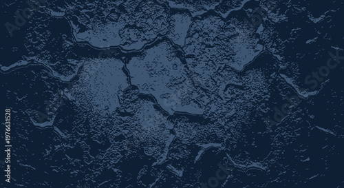 Close-up of a dark blue, rough, and heavily textured surface with cracks and uneven patterns, creating an abstract background.