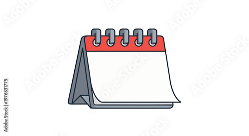 A simple desk calendar with blank pages and a red top, ready for scheduling.