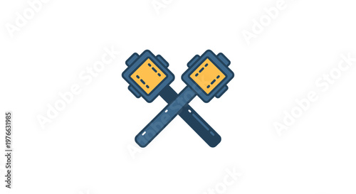 Crossed maracas illustration representing music and rhythm in a vibrant design.