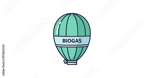 Illustration of a biogas balloon, representing renewable energy and sustainability concepts.