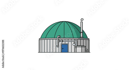 Illustration of a biogas plant, a sustainable energy source for the future.