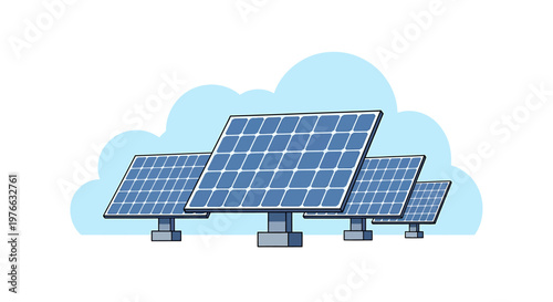 Solar panels generating clean energy for a sustainable future, renewable power.