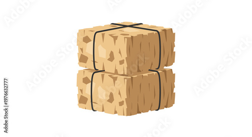 Stacked hay bales secured with black twine, ready for transport and storage, agriculture concept.