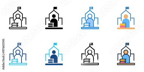 Counselor icons set multiple style collection. Editable stroke 
