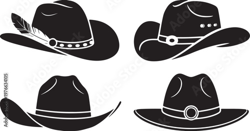 cowboy hat silhouettes vector set western hat designs