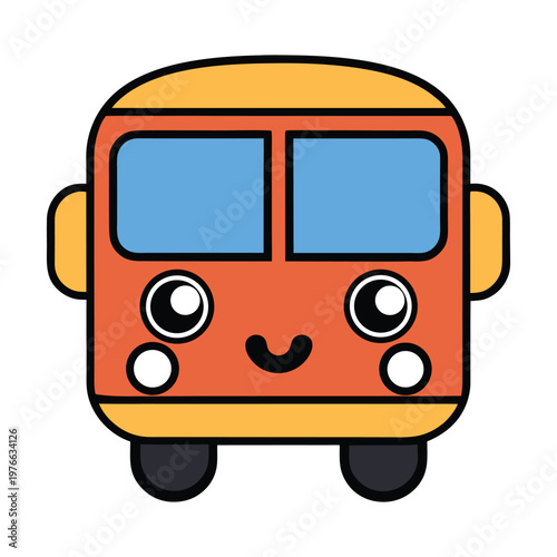 School bus vector illustration with children transportation concept and bright cartoon style