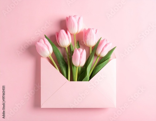 A beautiful spring bouquet of pink and purple tulips with green leaves is isolated on a white background as a floral gift for Easter decoration