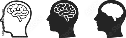 brain mind concept silhouettes showing simplification and abstraction