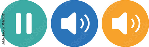 media ui icon pack play pause volume speaker colorful vector