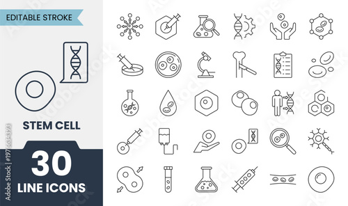 Stem Cell line icons set with editable stroke. Vector illustration