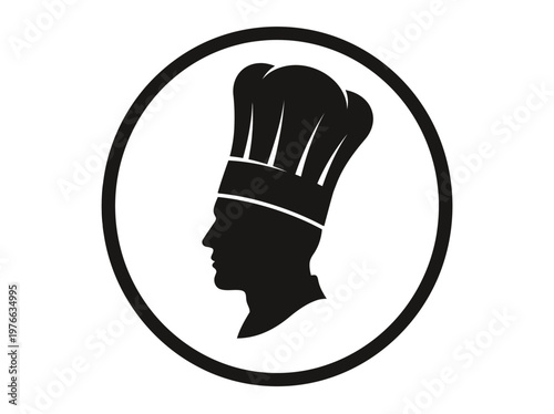 Iconic chef's hat silhouette representing culinary excellence and professional cooking artistry within a circular emblem